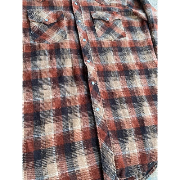 Vintage 80’s Rugged Wrangler Style Western Flannel Shirt - Picture 6 of 11
